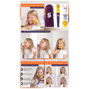 Mango para masaje oromotor con 4 simpáticos cabezales  SKU:Buzz-Pal-1